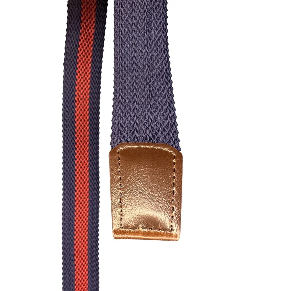 Stretch Belt Woven Braided Casual‎ Dress Comfort Red Blue Stripe Accessory